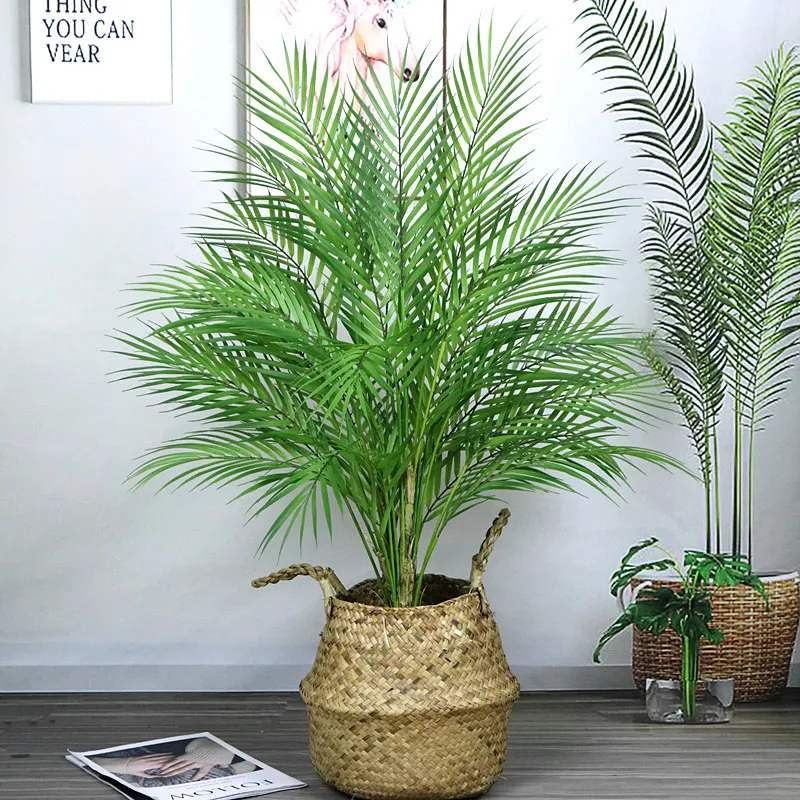 75CM-125CM Artificial Large Rare Palm Tree Green Realistic Tropical Plants Indoor Plastic Hotel Office Home Decor Accessories