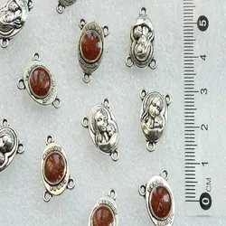 Fatima center rosary catholic alloy clay virgin mary rose rosary metal medal three hole center rosary italy