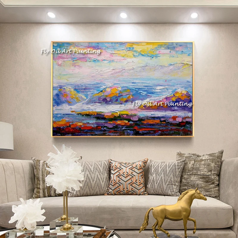 

romantic colorful sky and mountain Oil Painting Hand painted painting Modern Picture Hand painted Decoration artwork gift