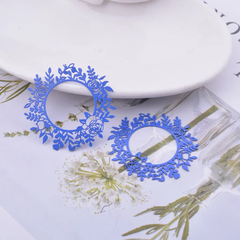30 Stück AB6635 35*33mm Messing Runde Blumen-Anhänger Ohrring Schmuckzubehör – Detail 7