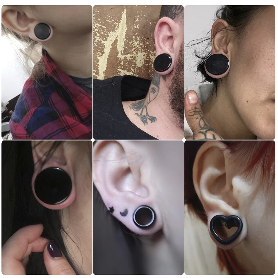 2pcs/lot Heart Ear Flesh Tunnel and Plug Piercings Acrylic Earlets Stretchers Gauge Expander Double Saddle Plugs Body Jewelry