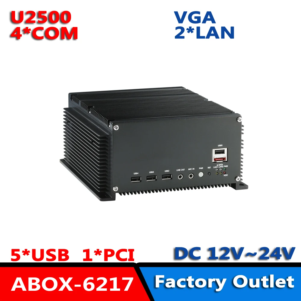 Intel Core Duo U2500 CPU Fanless Expansível Box PC com 2 * LAN/5USB/4COM/1PCI VGA IPC BOX windows XP