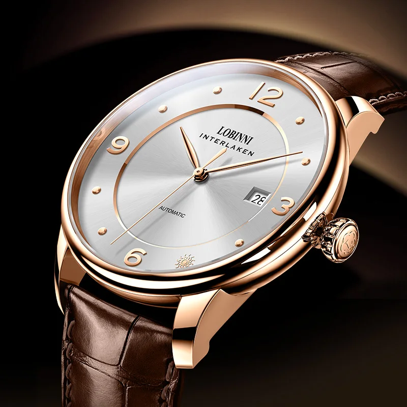 LOBINNI 2025 New Men 10.5mm Automatic Mechanical Wrist Watch Seagull Dress Simple Watch Curved Sapphire Glass Clock