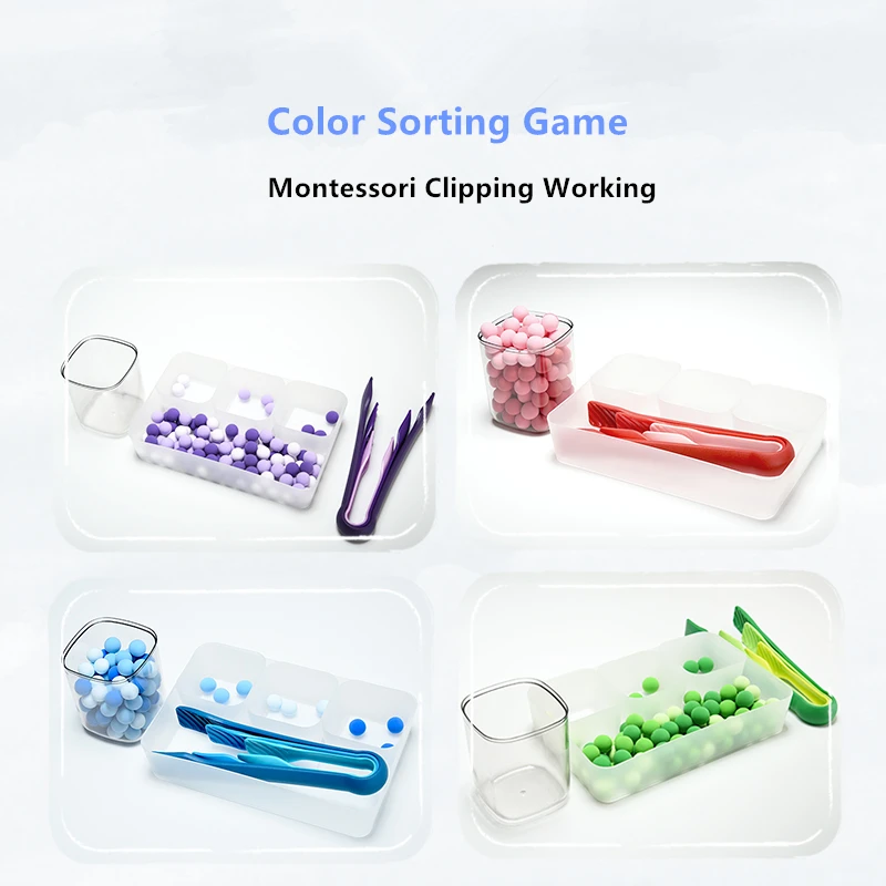 Kids Educational Toys Color Sorting and Matching Game Montessori Clipping Ball Work Materials for Hand-Eye Training