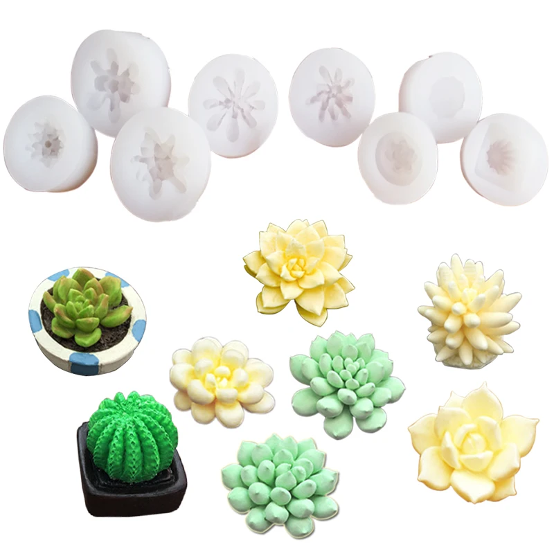 

1PCS 3D Cactus Tree Succulents Silicone Mold For Jelly Chocolate Ice Making Cake Baking Gypsum Wax Concrete Mould DIY Resin C391