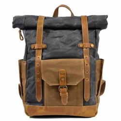 new waxed Canvas Backpack for Men school Bag laptop vintage Backpack Women Rucksack Male Knapsack Bagpack mochila feminina 2020