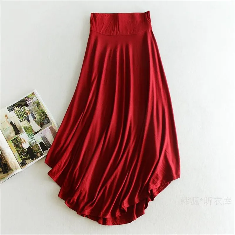 Sanishroly 2025 New Irregular Summer Skirts Women Elastic High Waist Modal Skirt Female A Line Big Swing Long Maxi Skirt Saia