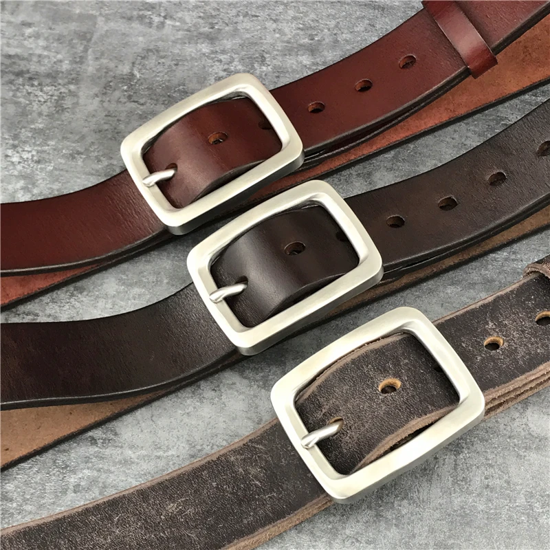 Stainless Steel Belt Buckle Mens Belts Luxury Super Thick Genuine Leather Belt Ceinture Belts Men Leather Waist Belt SBT0002