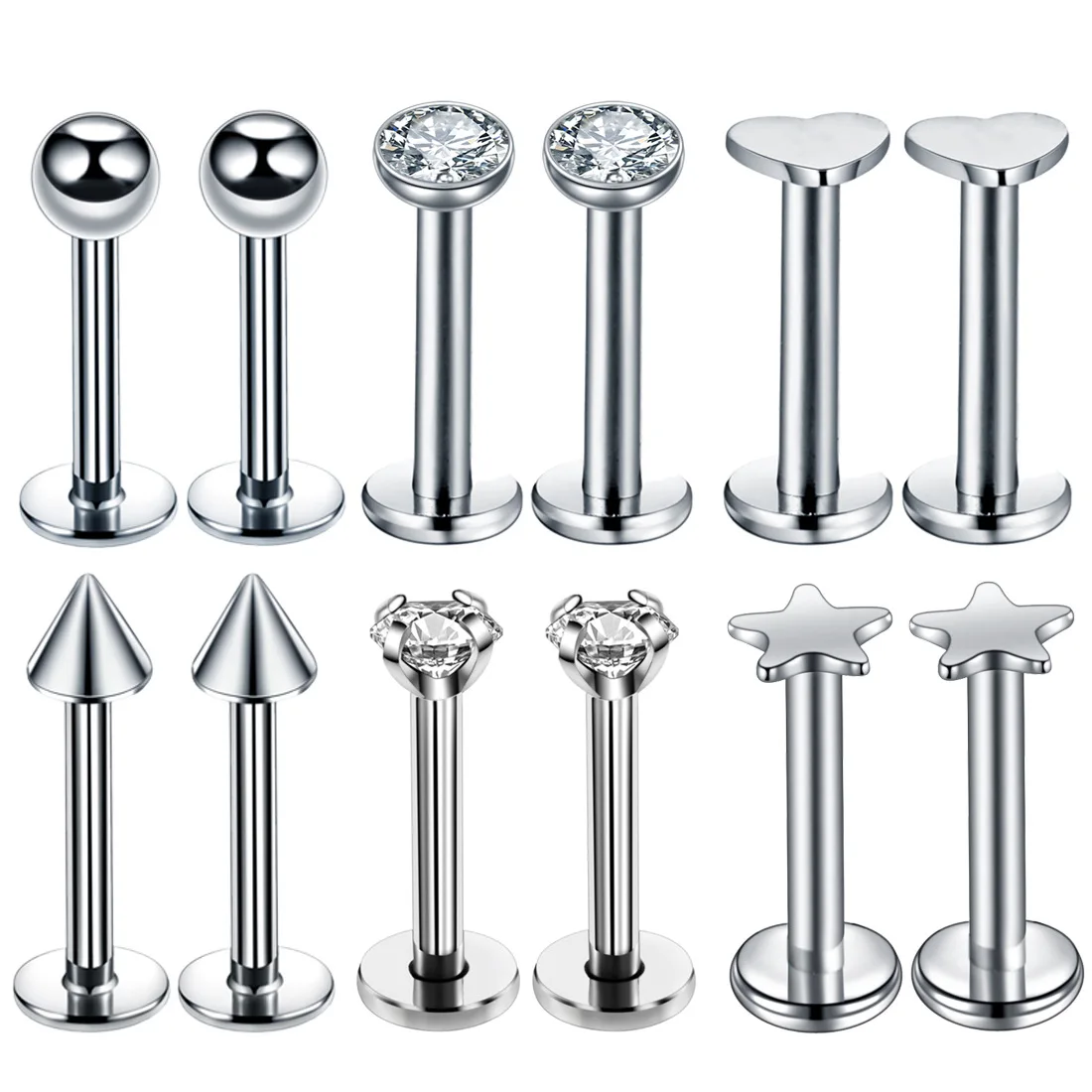 Crystal Labret Piercing Set Tragus Earring Lot