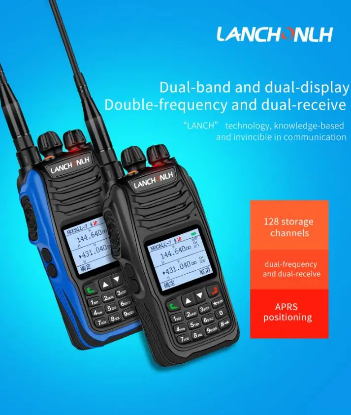 LANCHONLH HG-UV98 Professional APRS FM Transceiver GPS Blue Tooth Dual Band Walkie Talkie 136-174Mhz 400-470Mhz 5W 2500mAh