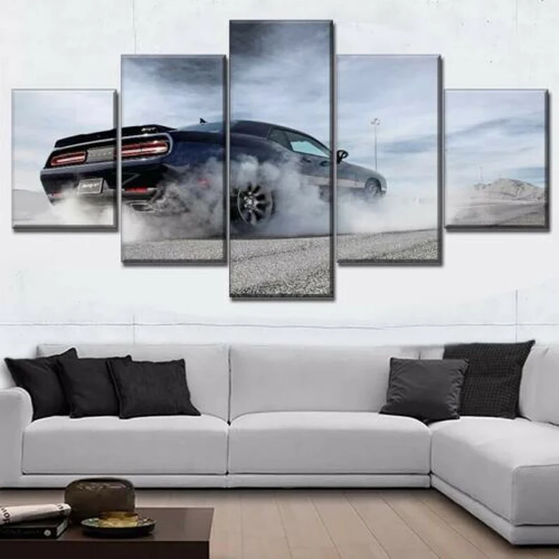 5 Panel Luxury Challenger Muscle Car Posters HD Canvas Wall Art Pictures Decoration Accessories Living Room Home Decor Paintings