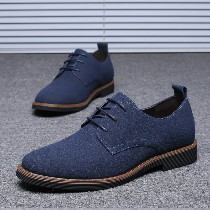 New Men Shoes Fashion Casual Business Gray Suede Classic Wingtip Laces Comfortable Gentleman Dress Oxford Shoes