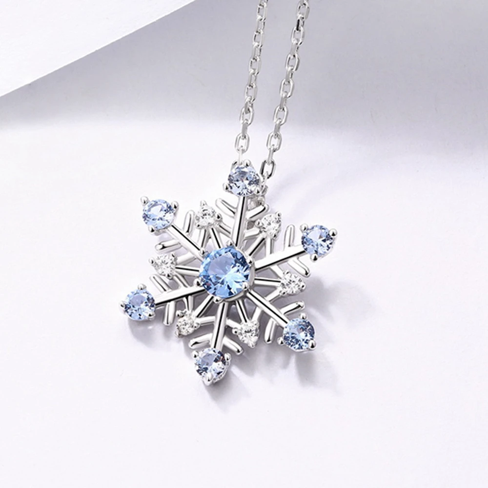 Uonney Dropshipping Jewelry Gift Snowflake Gem Stone Women Necklace Steling Silver 925 For Women Gift Jewelry