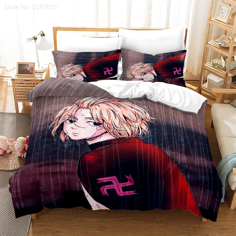 Mikey Sano Manjirō 3d Bedding Set Tokyo Revengers Anime Duvet Cover Sets with Pillowcase Single Double Twin Full Queen King Size