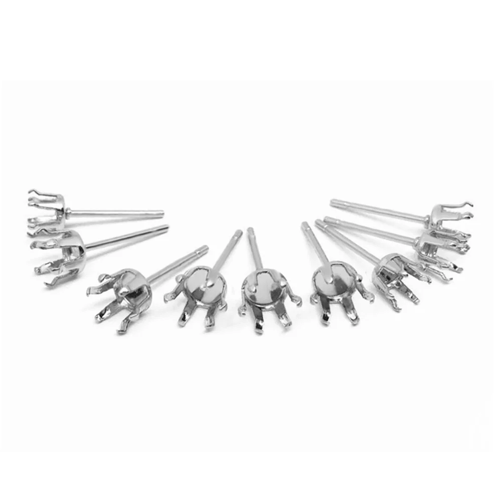 20pcs Stainless SteelBlank Studs Earring Claw Ear Post Pins 3mm-8mm Cup Base Earring Setting DIY Jewelry Making Findings