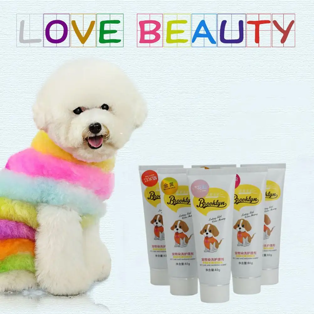 80g Pet Dog Cat Animals Hair Coloring Dyestuffs Dyeing Pigment Agent Supplies Habitat Décor Pet Products