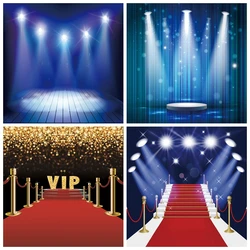 Stage Backdrop Blue Spotlight Shiny Star Floor Play Show Baby Portrait Party Photography Background Photocall For Photo Studio