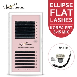 NATUHANA Matte 8-15 Mix Ellipse Flat Split Tips Eyelash Extension Individual Mink False Eyelashes Natural Soft Flat Fake Lashes