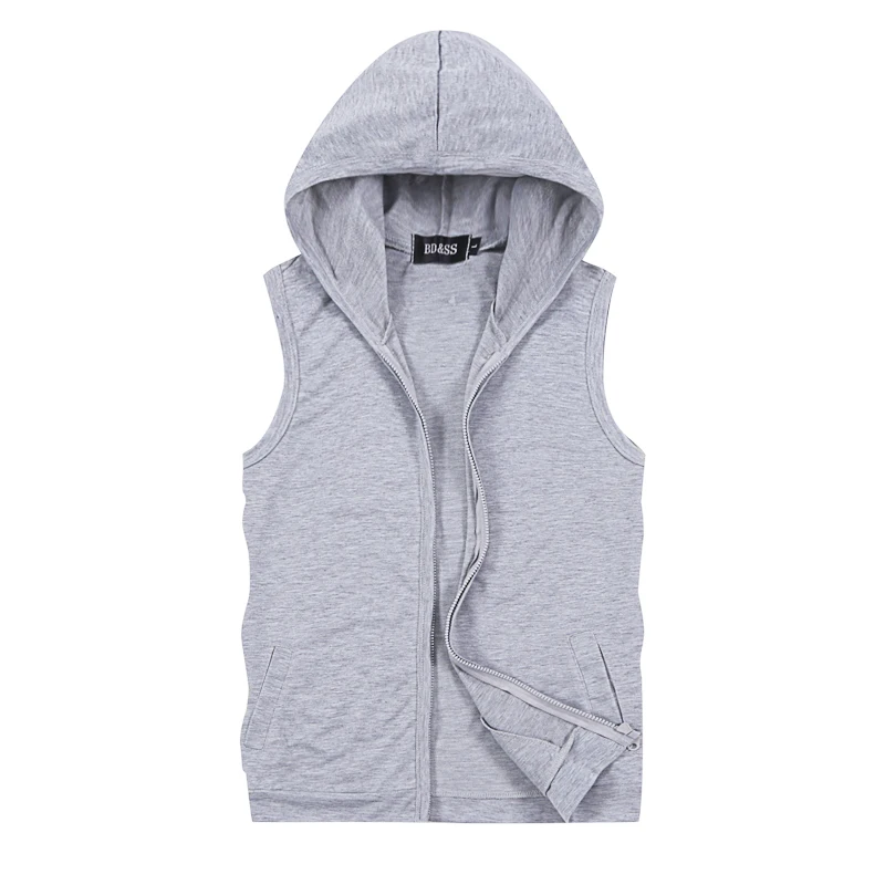 2025 New Men\'s Sleeveless Hooded Jacket, Zipper Control White Blue Grey This Coat Is Perfect for Spring Summer Fall 5xl