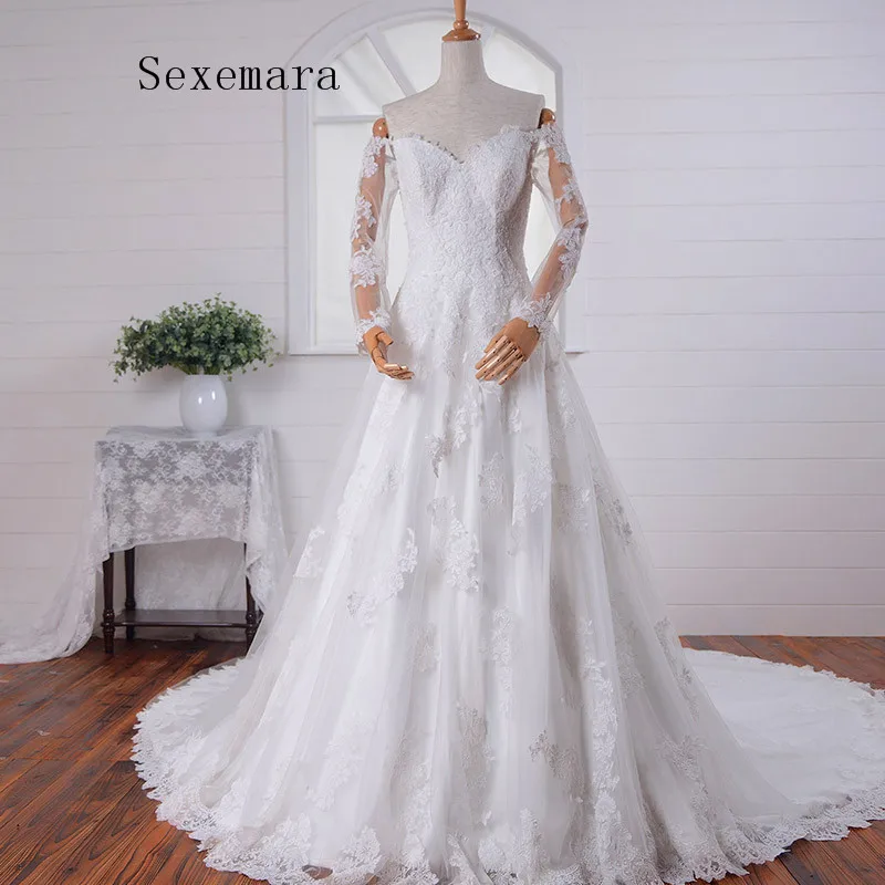 

romantic fashion long sleeves vestido de novia casamento lace a-line vintage 2018 appliques bride Mother of the Bride Dresses