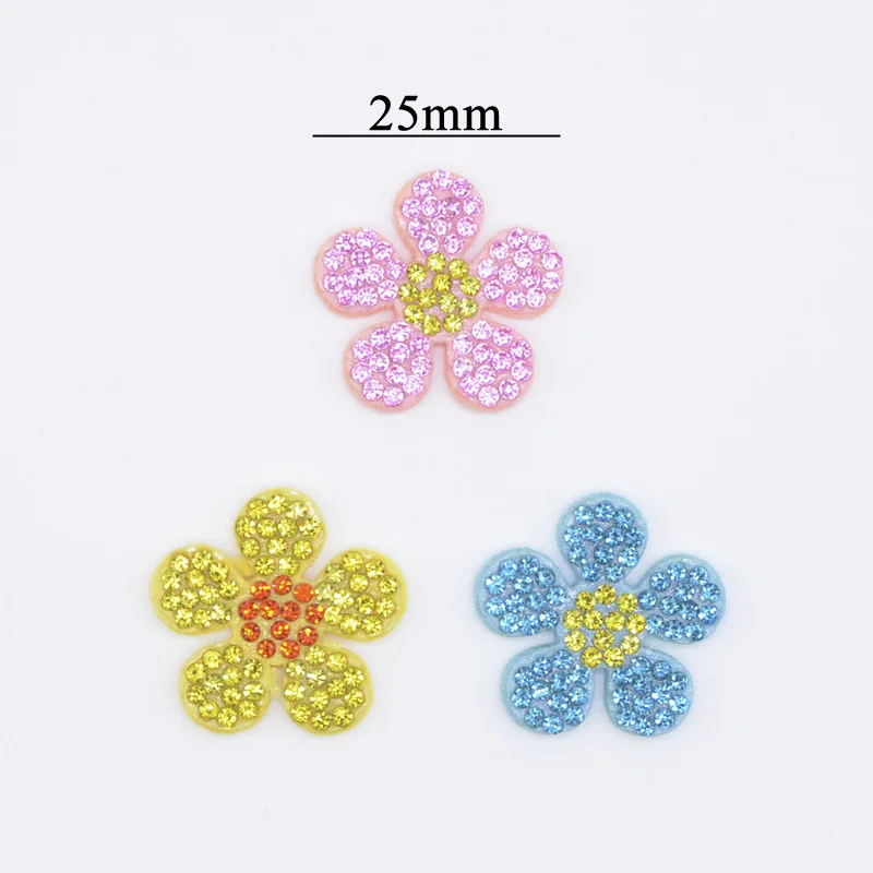 15Pcs/lots Colorful 3D Sew-On DIY Crafts Cute Floret Scrapbooking for Clothing Flower Patches Appliques Rhinestone Flowers