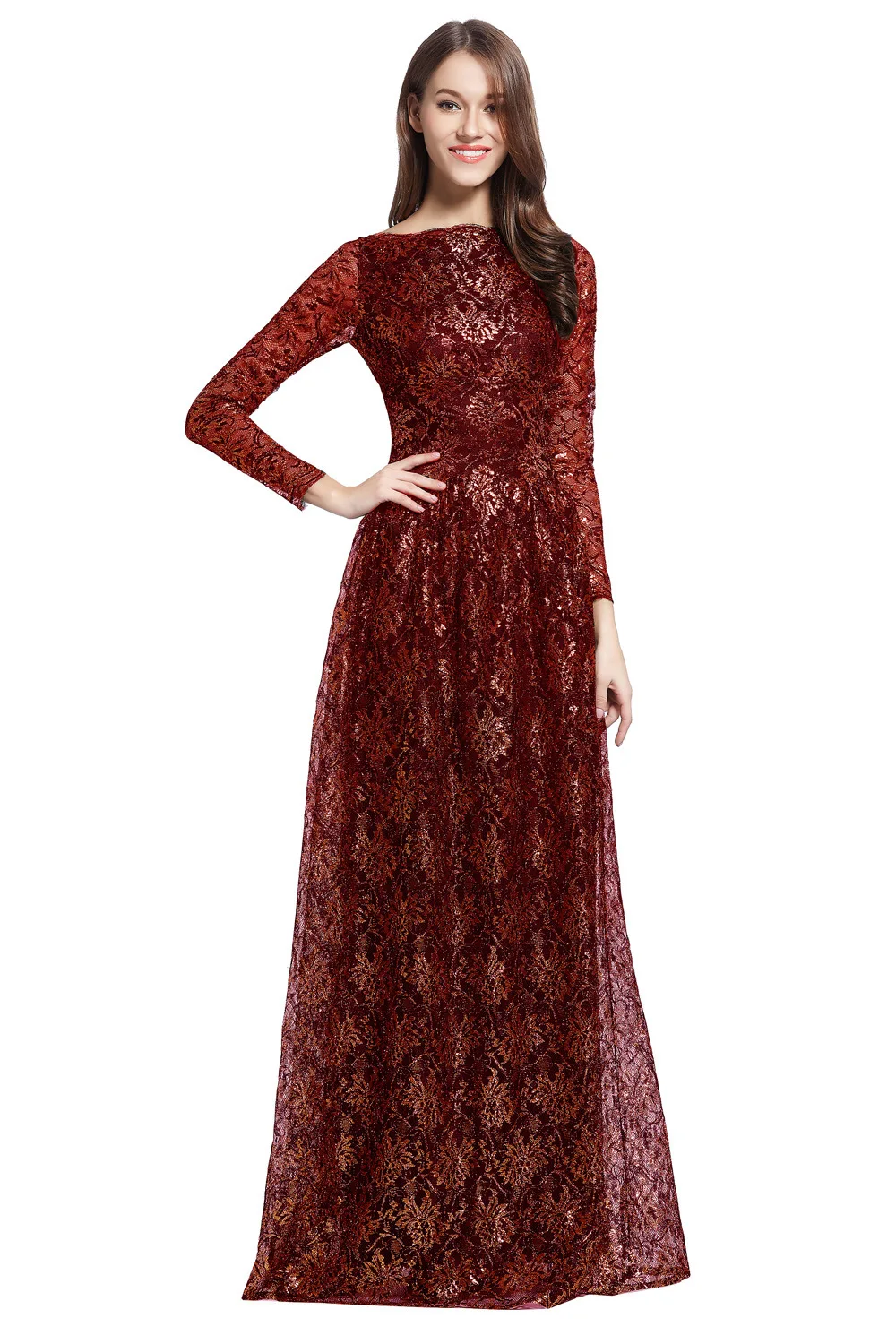 foreign trade Middle East elegant retro style long sleeves fall to the ground gilded lace Muslim women's dress