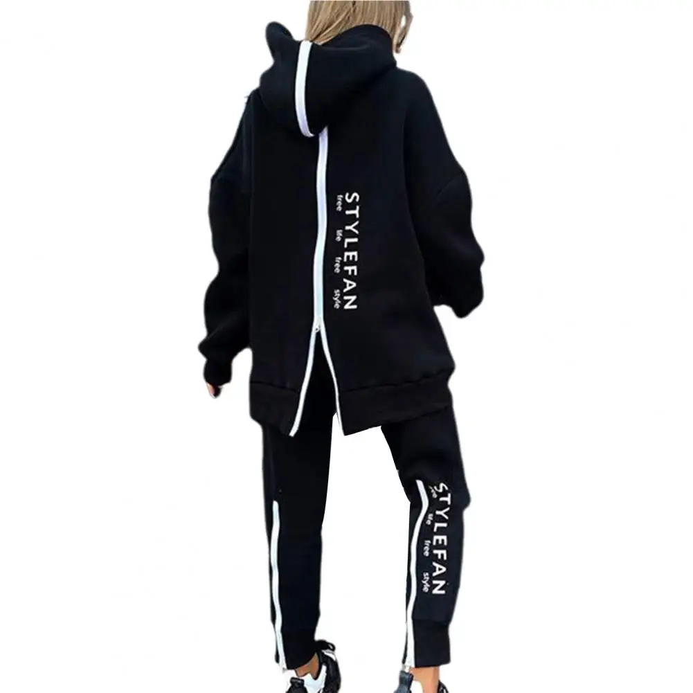 Hooded Tracksuit Women Two Piece Set Letter Printing Back Zipper Sweatshirt Pants Set Female Tracksuit ensemble femme 2 pièces