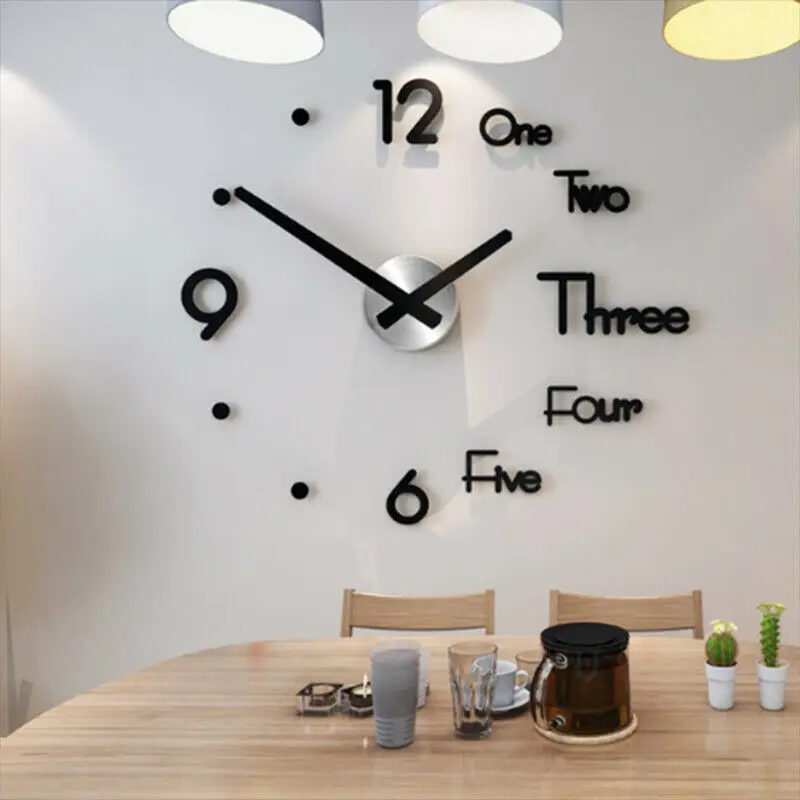 3D Wall Clock Wall Stickers Creative DIY Wall Clocks Removable Art Decal Sticker Home Decor Living Room Quartz Needle Hot