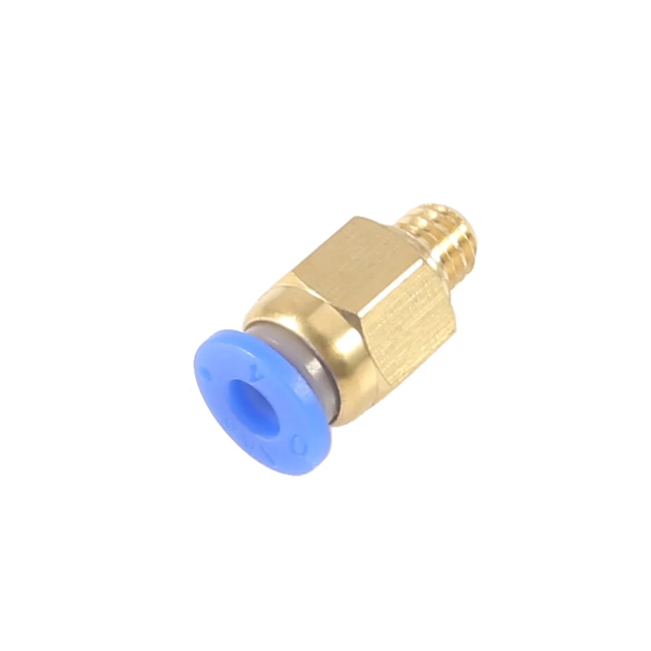 Conector de montaje recto neumático, pieza de latón para tubo MK8 OD de 4mm, PC4-M6, 10 Uds.