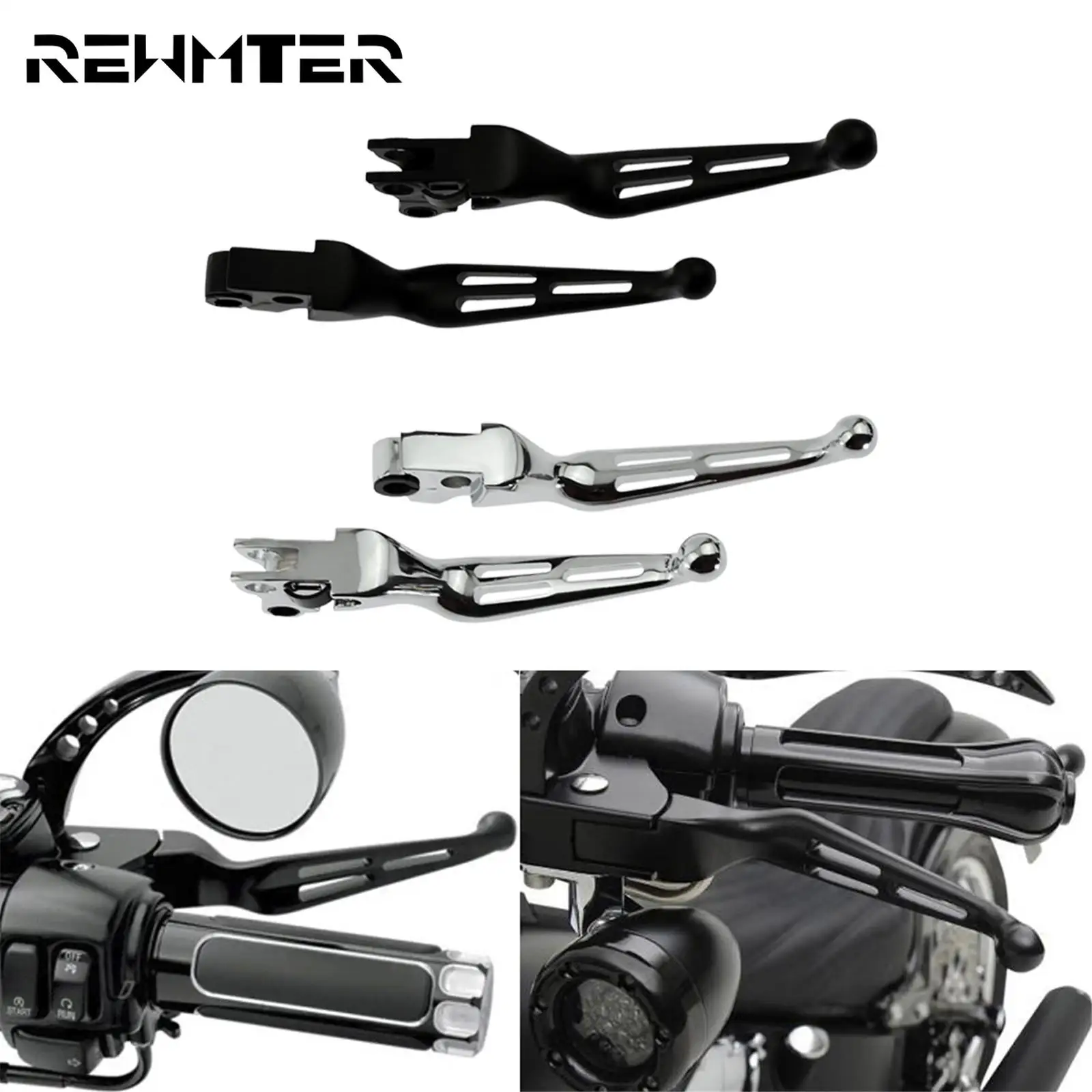 

Chrome Black Motorcycle Brake Clutch Levers For Harley Touring Sportster XL883 1200 Softail Dyna Street Bob Road King FXDB FLHX