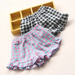 Estate nuovi vestiti per bambini pantaloncini elastici per ragazze pantaloni caldi Casual All-match pantaloncini moda Plaid pantaloncini per adolescenti