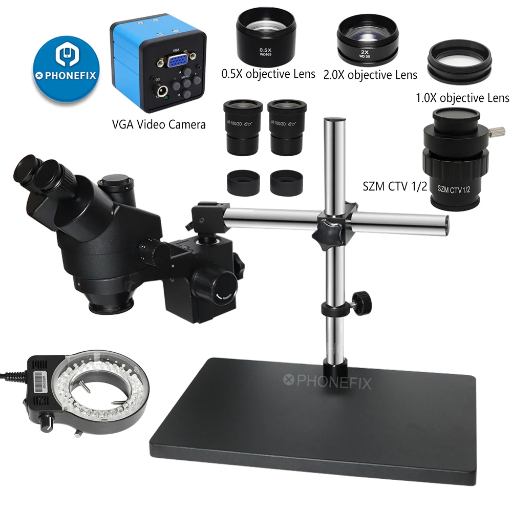Nero 38MP HDMI Digital USB Microscopio Camera 3.5X-90X Microscopio Stereo trinoculare simul-focale saldatura PCB riparazione gioielli