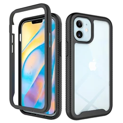 For iPhone 16 15 12 11 13 14 Pro Max MINI XR X XSMAX SE 6 7 8 Plus Shockproof Clear Back Cover Double Layer Rugged Bumper Funda