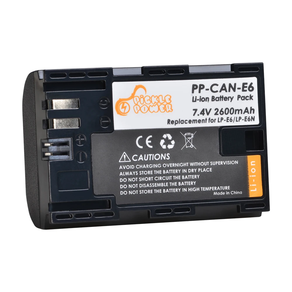 Batería de LP-E6 de 2600mAh, cargador Dual LED USB con puerto tipo C para Canon EOS 5D Mark II III IV 5DS 5DS R 6D 60D Mark II