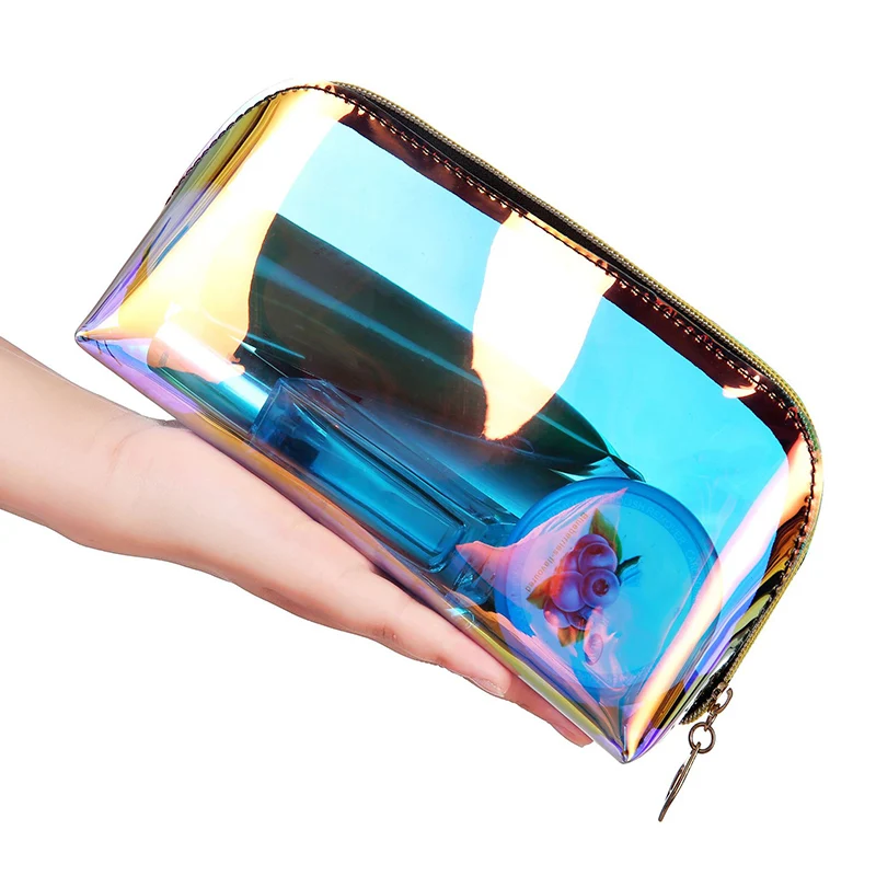 

Holographic Makeup Bag Clear Organizer Large Capacity Transparent Cosmetic Toiletry Pouch Best Sale-WT