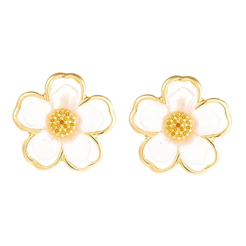 2021 Summer Fairy Non-pierced Ear Clip Double-layer Hollow Shell Flower Clip on Earrings for Women Temperament Elegant Earrings