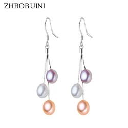 ZHBORUINI 2024 Pearl Earrings Natural Freshwater Pearl Tassels Pearl Jewelry Drop Earrings 925 Sterling Silver Jewelry For Woman