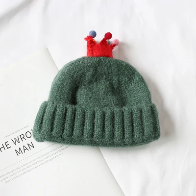 

Candy Color Warm Kids Baby Winter Hats With Crown For Kids Children Knitted Baby Boy Cap Kids Baby Girls Hat