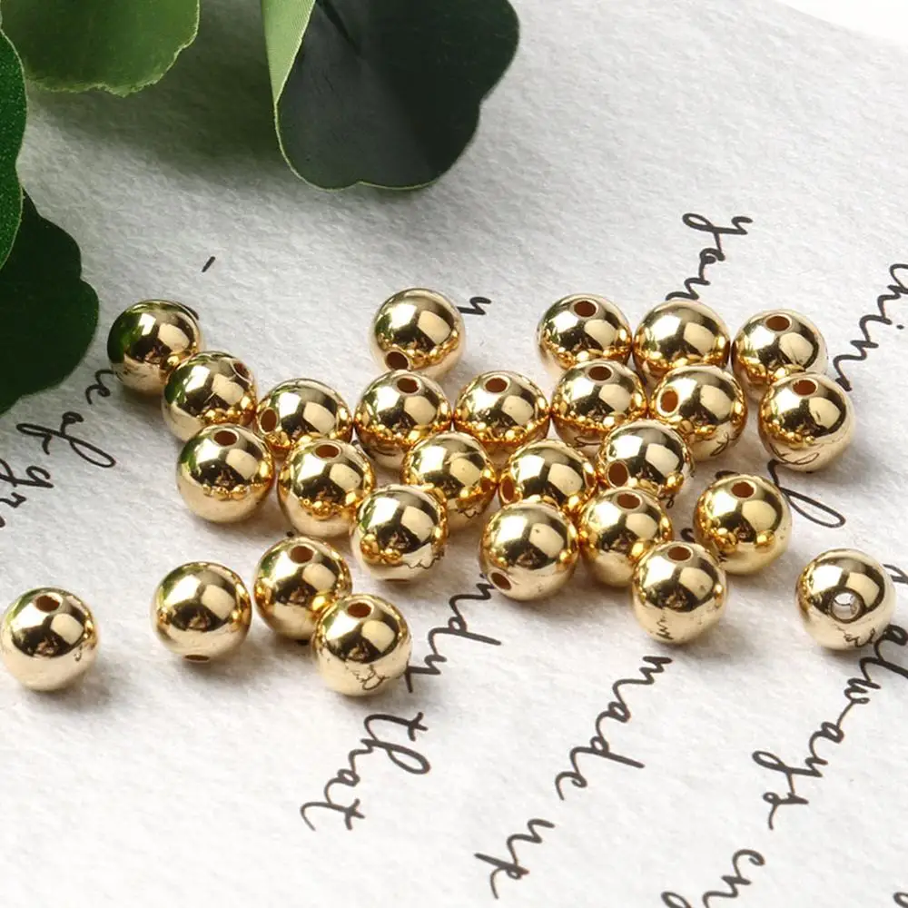 Wholesale 3 4 6 8 10 12mm Gold Metal Plated CCB Round Seed Spacer Beads For Jewelry Making Supplies Accessories DIY