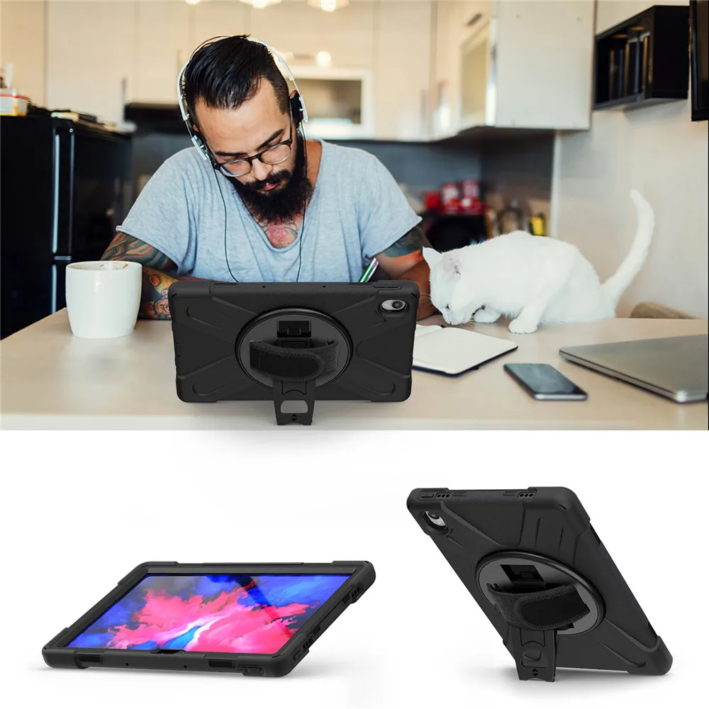 

For Lenovo Tab P11 Plus 11" TB-J607F J606F P11 Pro 11.5 inch TB-J706F Heavy Duty Rugged Tablet Case Stand Strap Shockproof Funda