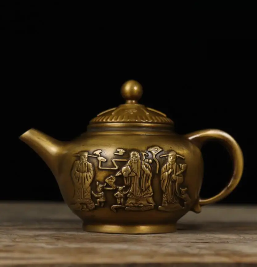 

Archaize seiko brass Fu lu shou teapot household decoration crafts statue