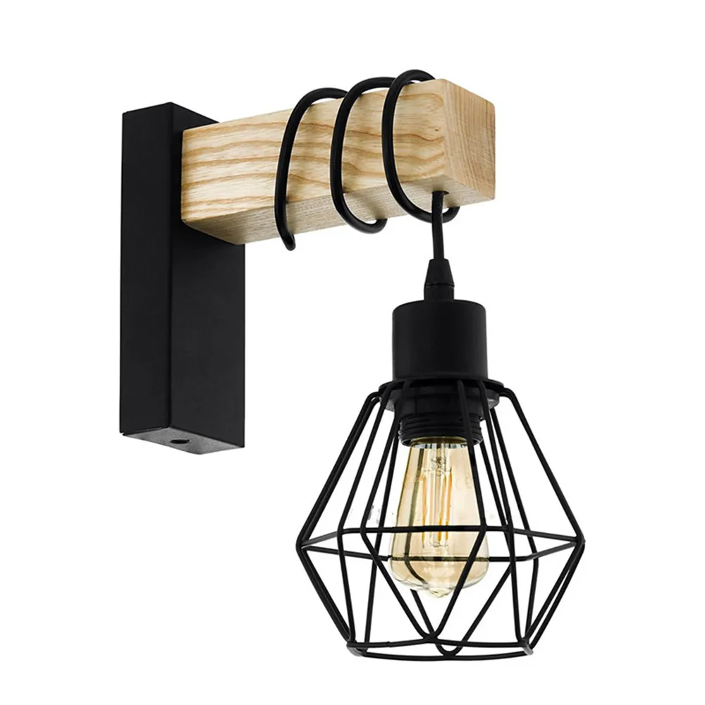 E26/E27 Wood Black Wall Lights Fixture Lampara Pared Stairs Led Light Lamps for Home Lampara De Pared