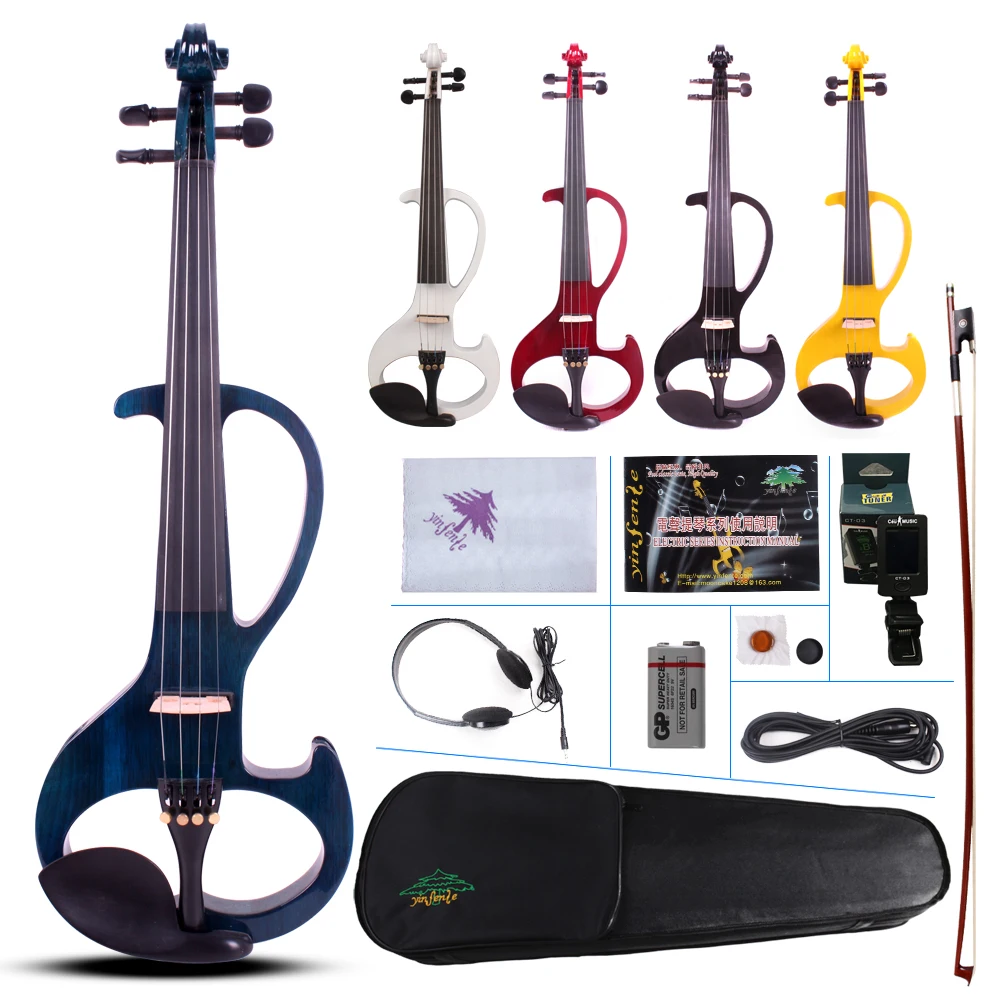 yInfente electric violin 4/4 natural lumber shell + bow knot cable + # ev20 rosin free of charge