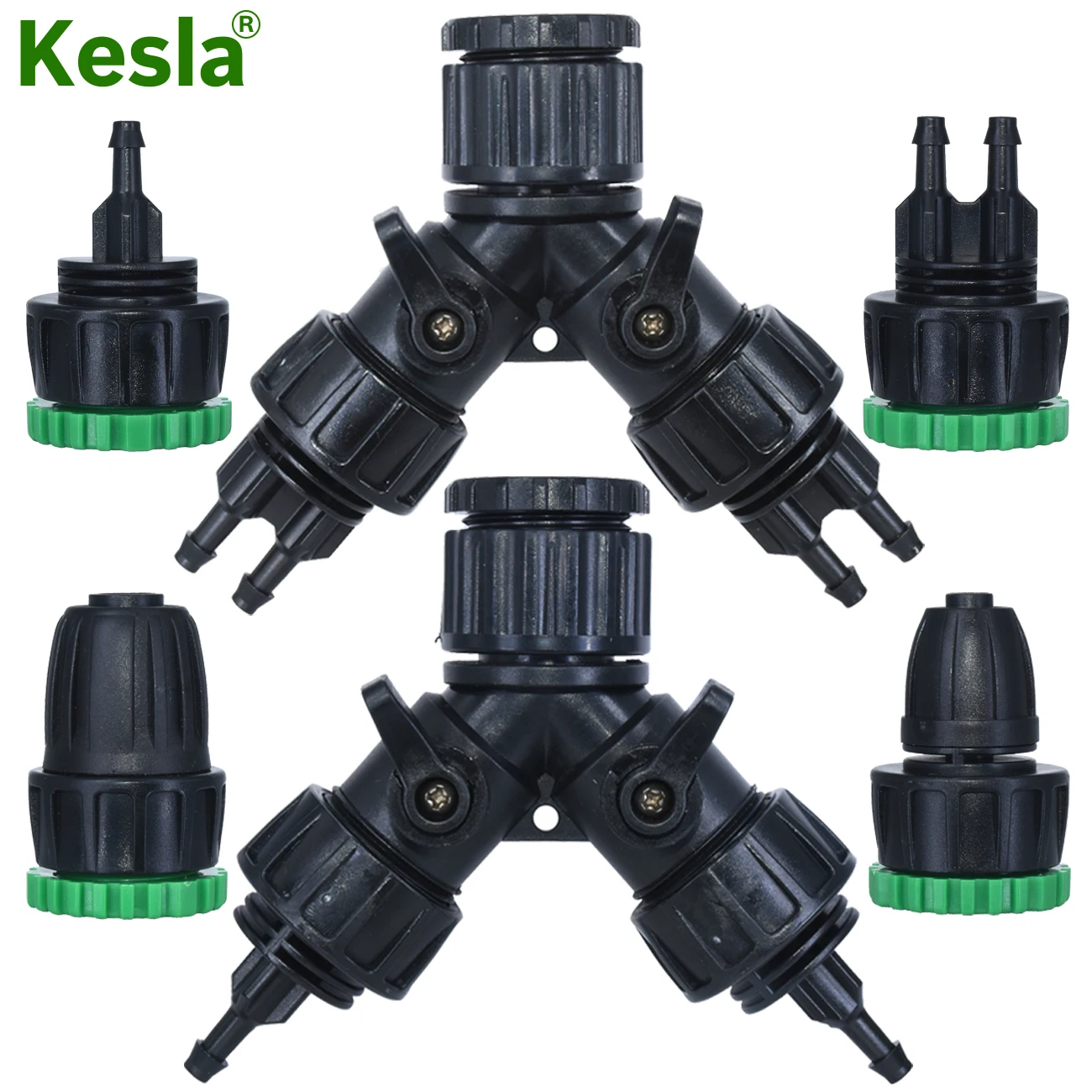 KESLA Gardens Tap Hose Splitter Adapter Connector 1/2'' 3/4'' to 1/4'' 3/8'' 1/2'' 16mm 8/11mm Pipe Barb 2-Way 4-Way Tubing Tool