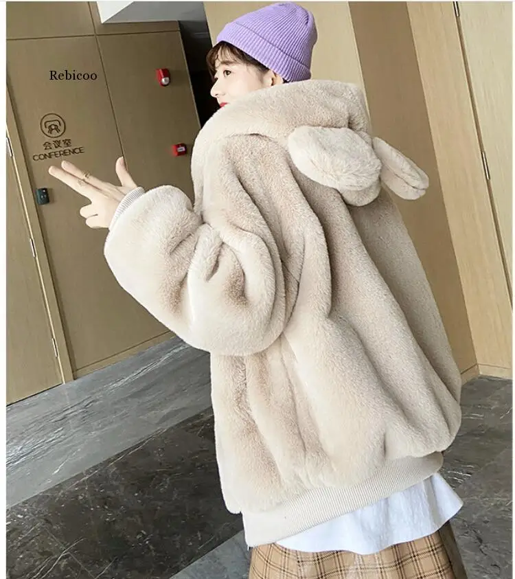 Winter Hooded Teddy Jacket Coat Women  Oversized Loose Faux Fur Coats Thick Warm Long Overcoat Fur Jackets