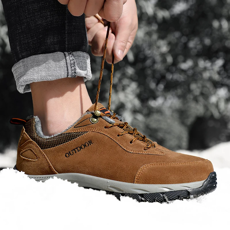 Xiaomi Winter Boots Men Casual Shoes Outdoor Waterproof Men Hiking Boots Sneakers Warm Snow Leather Boots Size 39-49