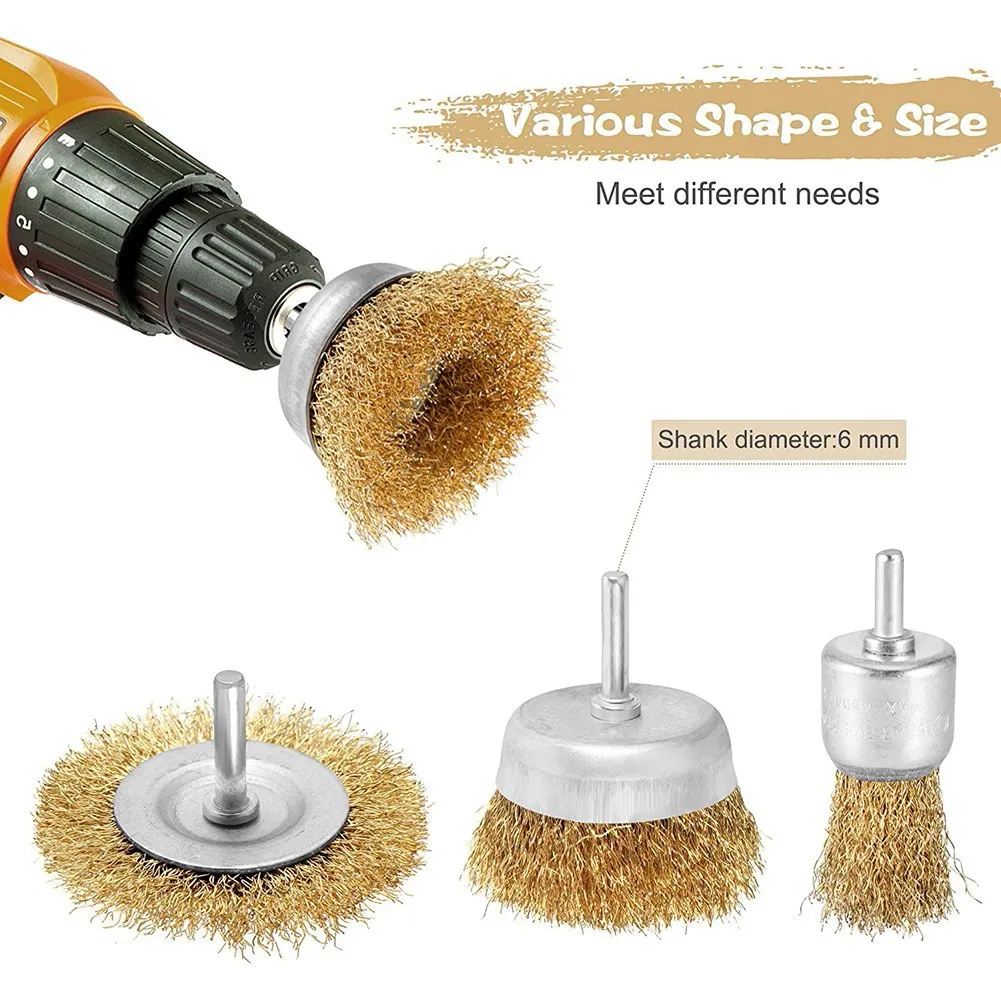 

3Pcs Brush Wire Brushes 30/50mm Wheel Brushes 6mm Shank Rust Remover Burring Tools For Grinder Electric Rotary Tool