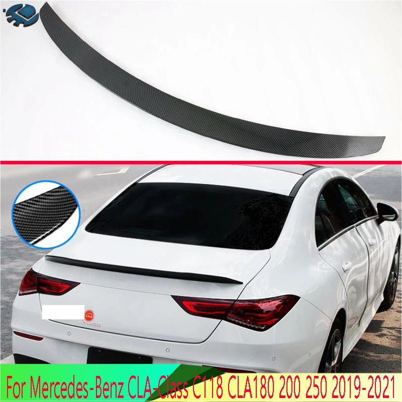 

For Mercedes-Benz CLA-Class C118 CLA180 200 250 2019-2021 Carbon Fiber Style Side Rear Window Spoiler Cover Trim Molding Garnish