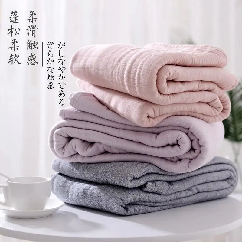 

100% Cotton Muslin Blanket Bed Sofa Travel Breathable Simple Japanese Style Solid Large Soft Throw Blanket Para Blanket