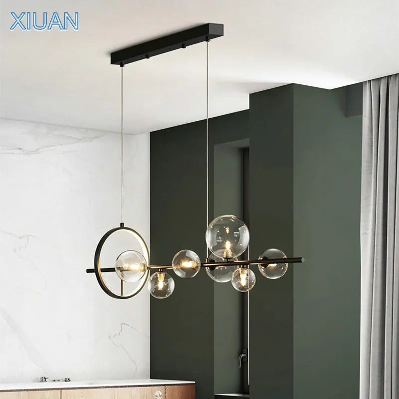Mondern Black Chandeliers Lamp for Dining Room Bar Hanging Lamps Bubble Chandelier Lighting in the Living Room Kitchen Island
